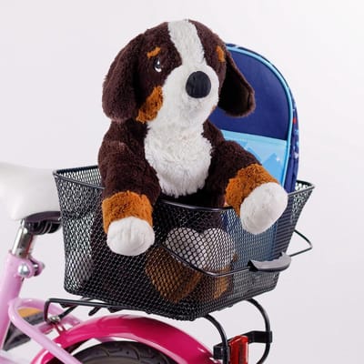 Achterwielmand voor kinderen - Zwart - Fijnmazig stalen vlechtwerk - Bagagedrager kinderfietsmand - Happy Kids Rear - Op te hangen