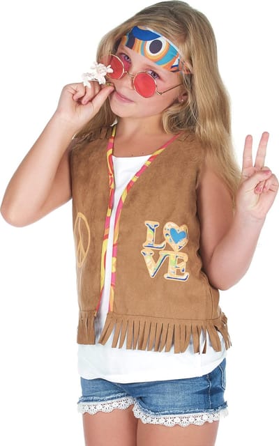 Vegaoo - Bruin jaren 60 hippie gilet voor kinderen