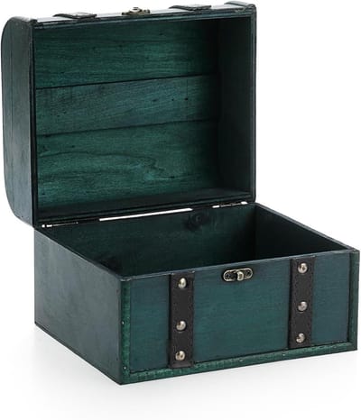 Schatkist Opbergdoos - Decoratieve Houten Kist - Sieraden Opbergen - Vintage Stijl - Groot Formaat - Groen