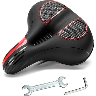 Schokabsorberende brede fietszadel Fietszadel met gereedschap Waterdicht ademend hol fietszadel black
