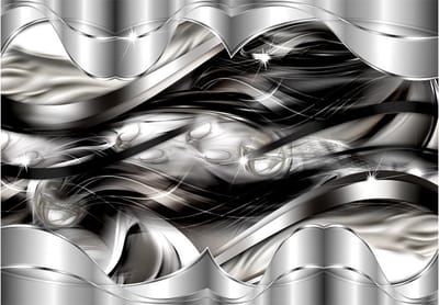 Fotobehangkoning - Behang - Vliesbehang - Fotobehang Zilveren Kunst - Platinum fog - 400 x 280 cm