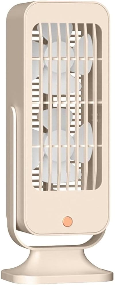 Bureauventilator USB oplaadbaar - tafelventilator met 3 snelheden en verstelbare hoek, stille verkoeling voor thuis, kantoor en slaapkamer, beige