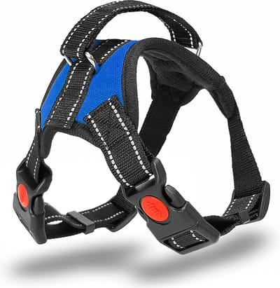 Nobleza Hondenharnas met handvat - Honden harnas - veiligheidssluiting - Reflecterend - beveiligde kliksluiting - S - Blauw