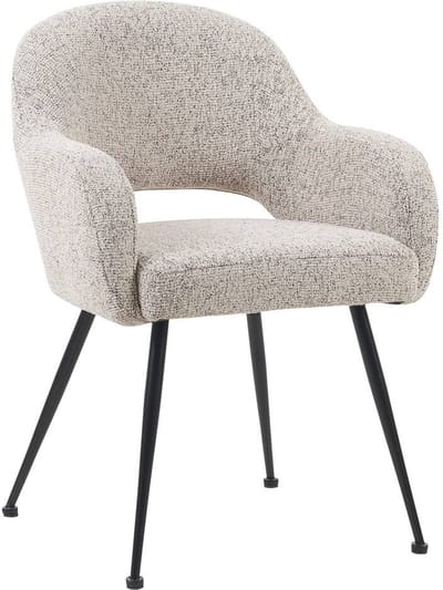 Goossens Eetkamerstoel Briggen - Met Armleuning - Stof - Beige
