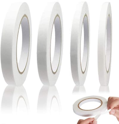 Set van 4 Rollen Sterk Dubbelzijdig Plakband - Verschillende Breedtes (8/12/18/24mm) - Voor Hobbys en Kantoor