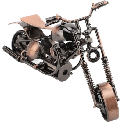 Metalen IJzeren Motorfiets Model Ornament Standbeeld Figurine met Beweegbare Kop Wielen Huis Kantoor Plank TV black