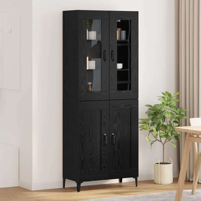vidaXL - Highboard - Zwart - Eiken - 69,5 - x - 34 - x - 180 - cm - Bewerkt - hout