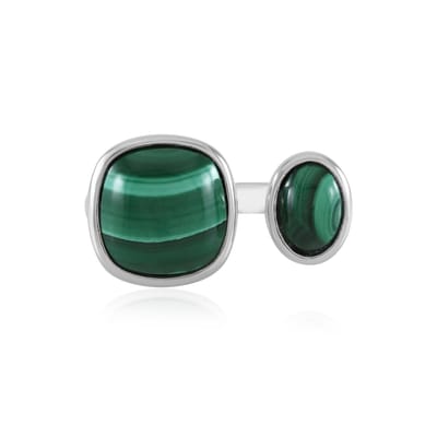 Cavill - Zilveren ring met malachiet - 925 Sterling Zilver Geplatineerd - 6,258 ct Malachiet Cabochon - Elegante ring dames uit DR Congo