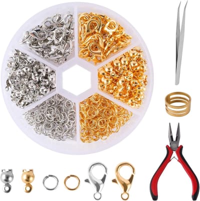 Complete Set van 463 Draadsluitingen voor DIY Armband Juwelen, Inclusief Klemmen, Tang en Hulpmiddelen voor Creatieve Projecten