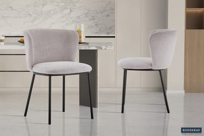 Eetkamerstoel Arthur Beige – Luxe Stof – Zwarte Metalen Poten – Per Stuk - Rousseau