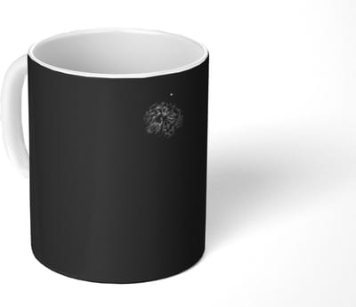 Mok - Koffiemok - Bloemen - Paardenbloem - Zaden - Zwart - Wit - Mokken - 350 ML - Beker - Koffiemokken - Theemok