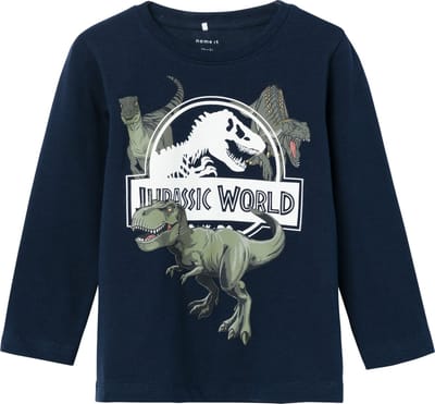 NAME IT NMMNIJAL JURASSIC LS TOP NOOS SKY Jongens T-Shirt - Dark Sapphire - Maat 92