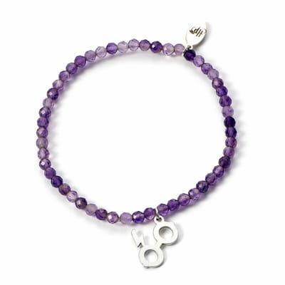 The Carat Shop - Harry Potter - Halfedelstenen Armband met Sterling Zilveren Bliksemschicht en Bril Bedel
