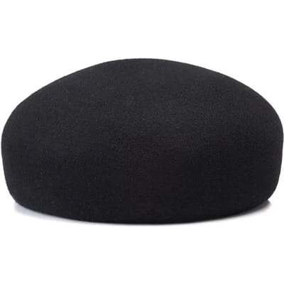 Chapeau Béret Vintage pour Femme à Calotte Rigide Automne Hiver Élégance Feutre de Laine Bloqué Casquette de Designer Plein Air Garder au Chaud Loisir Chapeau de Peintre 56-58CM black