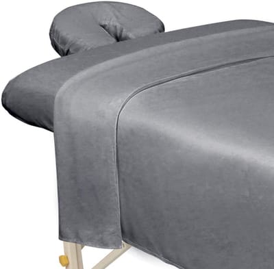 Microvezel Lakenset - Massage Beddengoed - Professioneel Gebruik - Vlek en Kreukvrij - 3 Delig - Koel Grijs