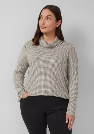 Dames T-shirt van jersey met lange mouwen en elastische zoom s.Oliver