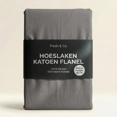 Dekbed-Discounter - Fresh and Co Hoeslaken 90 x 210 cm - Verkoelend Katoen Flanel - Geschikt voor matrassen tot 25 cm hoog - Wasbaar op 30 graden - Strijkvrij - Antraciet