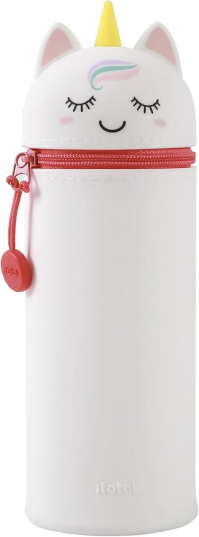 iTotal Pencil Case Silicone "UNICORN" Zachte siliconen etui voor school, uitbreidbaar met contourvorm (EENHOORN) 6x6x21cm 150gr