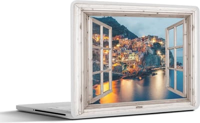 Laptop sticker - 17.3 inch - Doorkijk - Italië - Zee - 40x30cm - Laptopstickers - Laptop skin - Cover