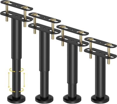 Verstelbare Bedsteunpoten - Middensteunpoten Bedframe - Bedbodem Versterken - Vergroot Draagvermogen - 15-26 cm - Zwart