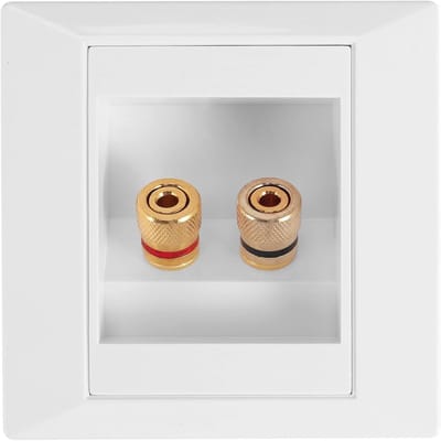 Wanddoos met 2 Stopcontacten voor Banana Plug Luidsprekers - Compact en Wit Design