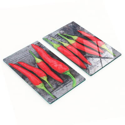 Gehard glazen planken met decoratief patroon van chilipeperhout, 2x30x52 cm