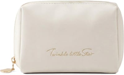 Ainy Make Up Tasje Wit - compacte organizer 16x11x5cm voor cosmetica en skincare - waterbestendig - toilettas dames voor make-up, sieraden en meer. De luxe beautycase voor tafel bureau of onderweg | cadeau voor vrouwen