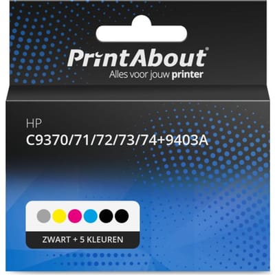 PrintAbout huismerk Inktcartridge C9370/71/72/73/74+9403A Zwart + 5 kleuren Multipack Geschikt voor HP