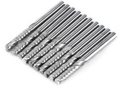 Dailygoods- Schachtfrees Set 10 Stuks - Wolfraamcarbide - Enkelvoudige Snijkant - CNC Freesbit - Geschikt voor Metaal/Hout/Kunststof - 1/8" Snijkant