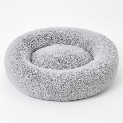 Hondenmand Rond Ø80 cm – Pluche Donut Mand – Zacht & Comfortabel – Wasbaar – Grijs – Voor Middelgrote en Grote Honden – Grijs