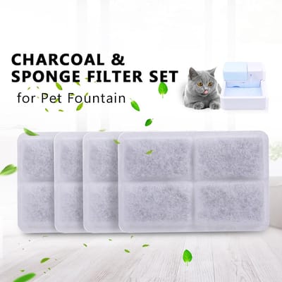 Lot de 3/4 filtres à eau au charbon de bois de rechange pour distributeur d'eau pour animaux de compagnie White
