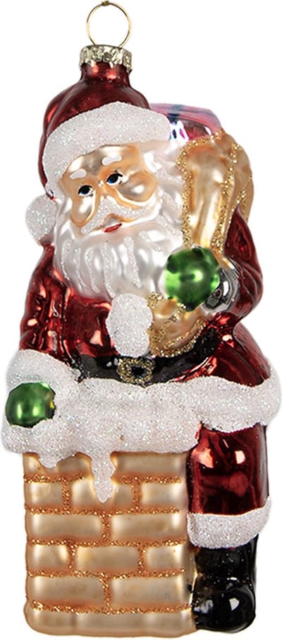 Clayre & Eef Kersthanger Kerstman 12 cm Rood Glas