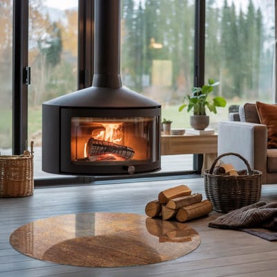 Coloray Vloerplaat Houtkachel - Plaat voor Onder Houtkachel - 100 cm x 100 cm - Open Haard Accessoires - Bruin Vloerplaat Kachel - Plaat Kachel - Plaat onder Houtkachel - Kachel Onderplaat - Onderplaat