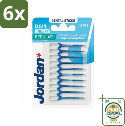 Jordan Clean Between Sticks Regular 40 stuks per verpakking - Voordeelverpakking - 6 stuks - Mondhygiëne - Tanden reinigen
