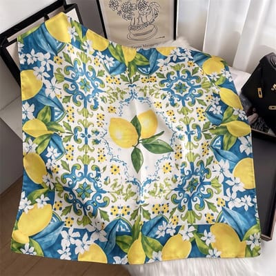 Foulard Carré Imprimé Fruits Pour Femmes Châle en Soie Carré de Cou Bandeaux pour Cheveux Bandeaux pour Cheveux Bandeau Foulard Hijab Satiné Bandana