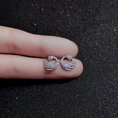 Plaat Nieuwe Vrouw Mode Sieraden Hoge Kwaliteit Kristal Zirkoon Zwaan Vormig Retro Eenvoudig Verfijnd Oorbellen gray