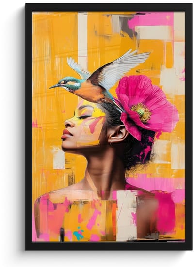 Poster in lijst - Fotolijst 40x60 cm - Posters - Vogel - Vrouw - Abstract - Bloem - Posterlijst zwart - Decoratie - Wanddecoratie woonkamer - Muurdecoratie slaapkamer