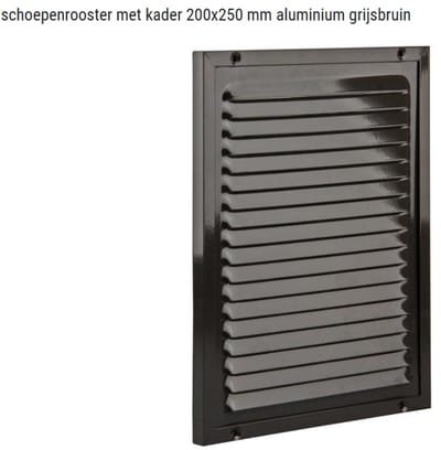schoepenrooster met kader 200x250 mm aluminium grijsbruin