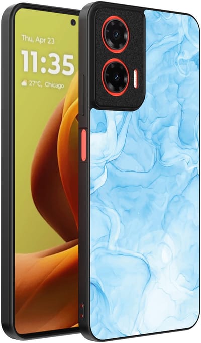 Smartphonica Telefoonhoesje Geschikt voor Motorola Moto G85 / Motorola Edge 50 Fusion met marmer opdruk - TPU backcover case marble design - Lichtblauw geschikt voor Motorola Edge 50 Fusion;Motorola Moto G85