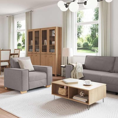 vidaXL Bank 3 pcs Taupe 220 x 80 x 84 cm Linnenmix Stoffen