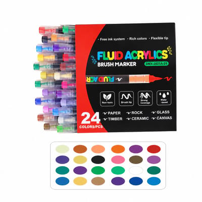 Acrylstiften met zachte punt en vloeibare inkt - set van 24 - geschenkverpakking