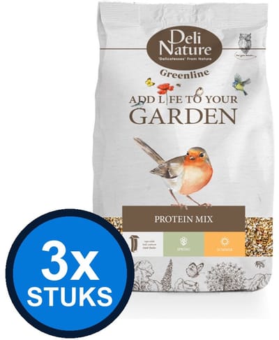 3x Deli Nature - Greenline protein mix 850gr - Vogelvoer - 850 g
