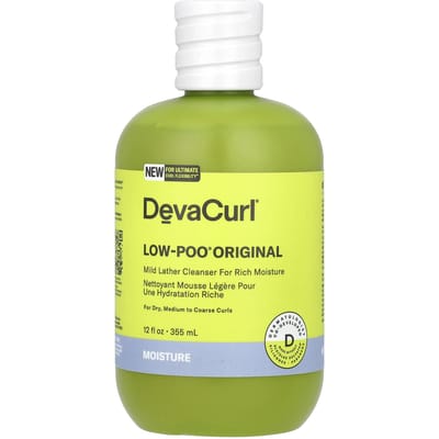 DevaCurl, Low-Poo® Original, nettoyant moussant doux, pour cheveux bouclés secs et épais, 12 fl oz (355ml) yellow