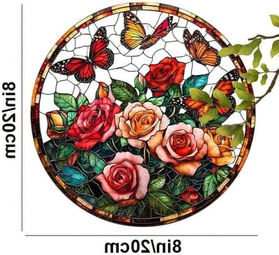 Kleurrijke Vlinder Geveldecoratie van Gebrandschilderd Glas voor Raam, Zonvanger en Wandversiering, Unieke Cadeaus voor Verjaardagen