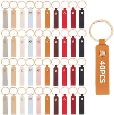 Dailygoods- Sleutelhanger 50 Stuks - PU Lederen Sleutelhanger - Multicolor - Lasergravure Kit - 9,5 x 1,5 cm - Duurzaam en Waterbestendig - Sleutelhangerkit