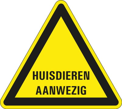 Waarschuwingsbord huisdieren aanwezig - kunststof 300 mm