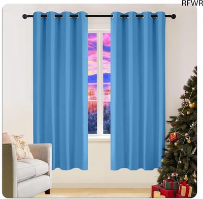 RFWR® Warmte-Isolerende Verduisteringsgordijnen 270 x 70 cm - Wasbaar, Insectenbescherming, Polyester - Privacy Bescherming voor Ramen en Balkons - Hemelsblauw