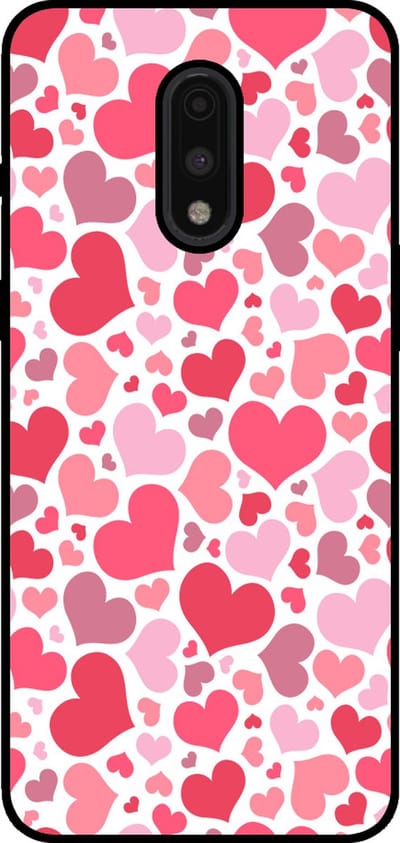 Smartphonica Telefoonhoesje Geschikt voor OnePlus 7 met Hartjes Print - Hearts Design TPU Backcover Case - Kinder Hoesje met Hartjes Design geschikt voor OnePlus 7