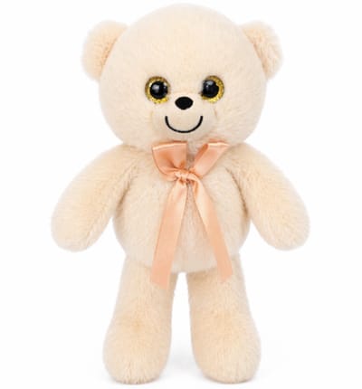 Teddybeer Beige met Strik Pluche Knuffel 20 cm - Speelgoed Knuffels voor Kinderen - Knuffelbeer Teddy Beer - Beertje Plush Toy - Valentijnsdag Cadeau Vrouw
