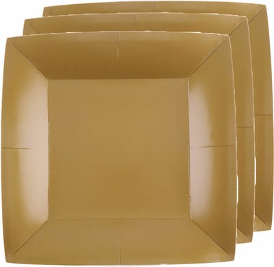 Santex Bordjes karton - 10x - vierkant - goud - 23 x 23 cm - feestbordjes